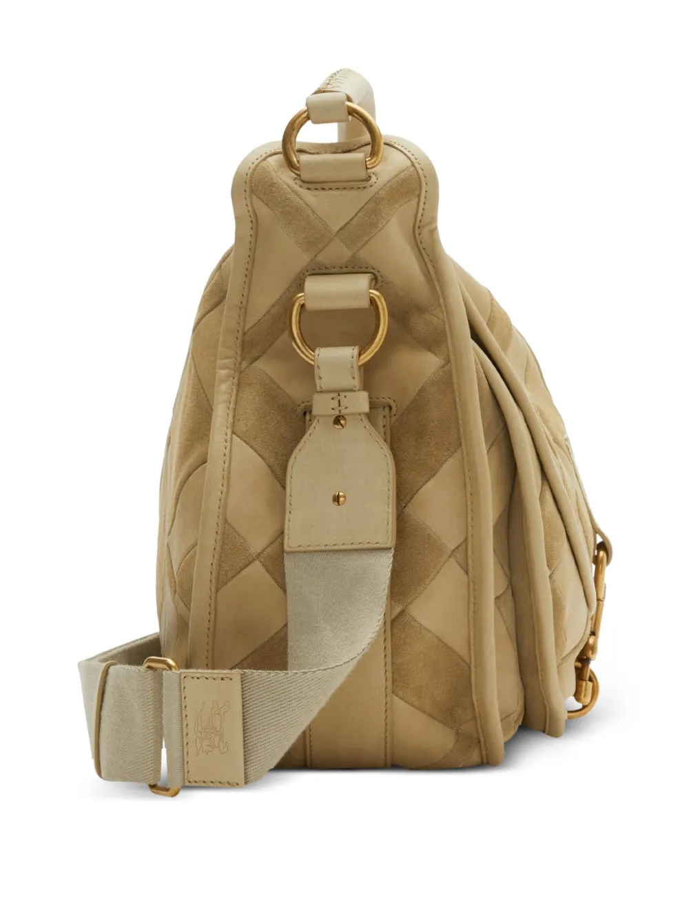 Burberry Clip Patchwork Suede Messenger Bag In Neutrals