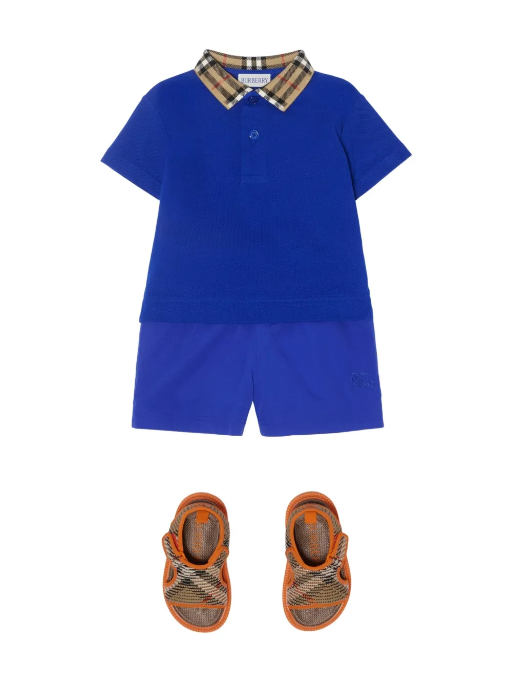 Burberry Kids Poloshirt met geruite kraag Blauw