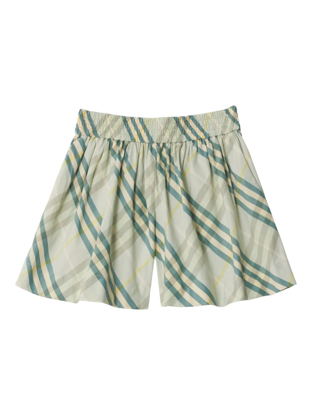 Burberry Kids Katoenen geruite shorts Beige