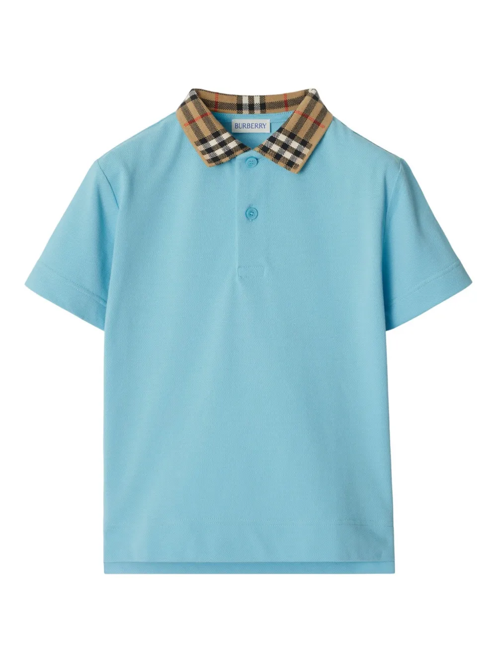 Image 1 of Burberry Kids Check-collar cotton polo shirt