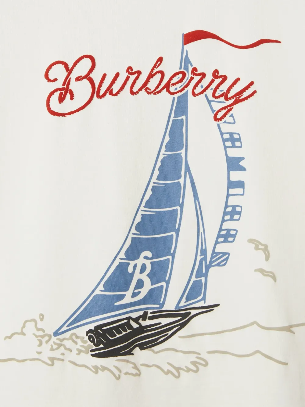 Burberry Katoenen T-shirt met zeilbootprint Wit