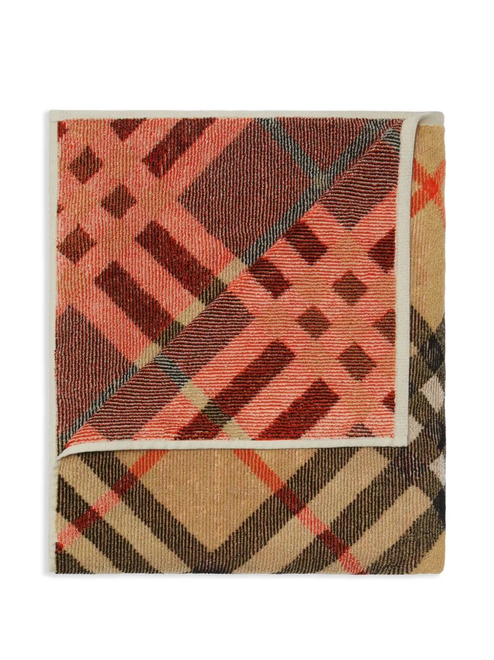 Burberry Checked Cotton Towel In Neutrals