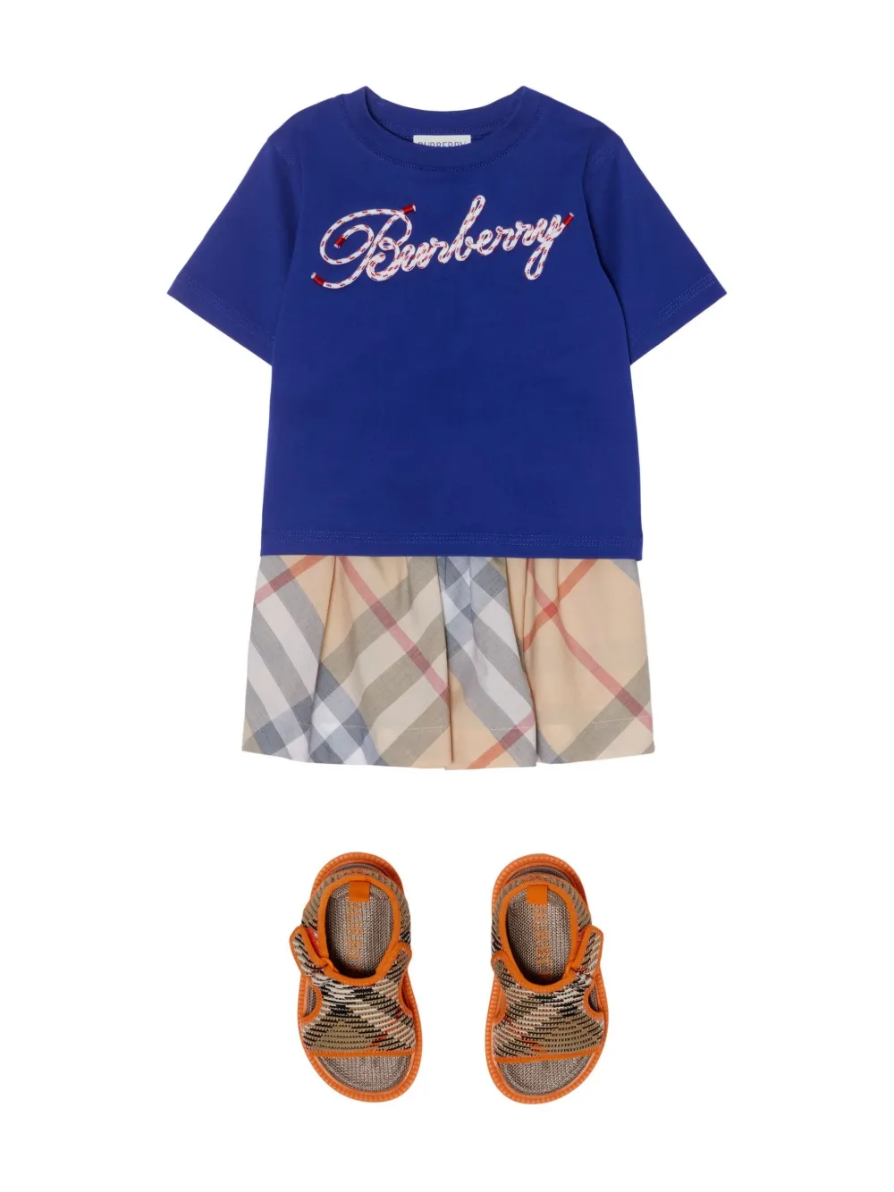 Burberry Kids logo-embellished T-shirt - Blauw