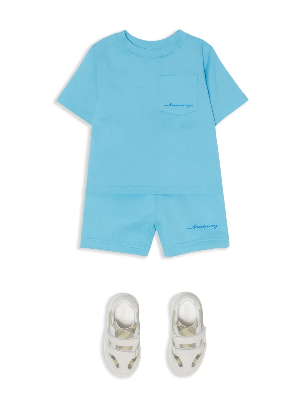 Burberry Kids T-shirt met logoprint Blauw