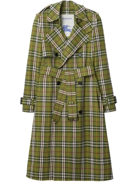 Burberry long checked trench coat
