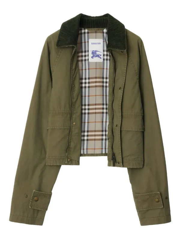 ジャケット Burberry Jackets Green Burberry Check jacket in green - Burberry | Mytheresa