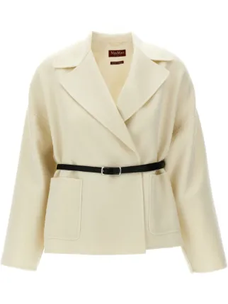 Max Mara STUDIO ウール カシミア シルク ジャケット blasy Max Mara Blasy ジャケット | ホワイト | FARFETCH JP