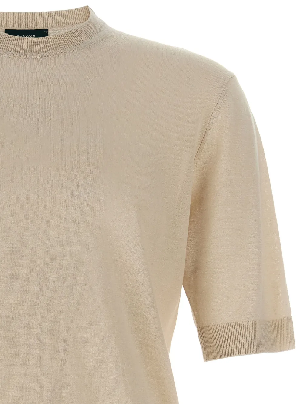 Zanone Fijngebreid T-shirt Beige