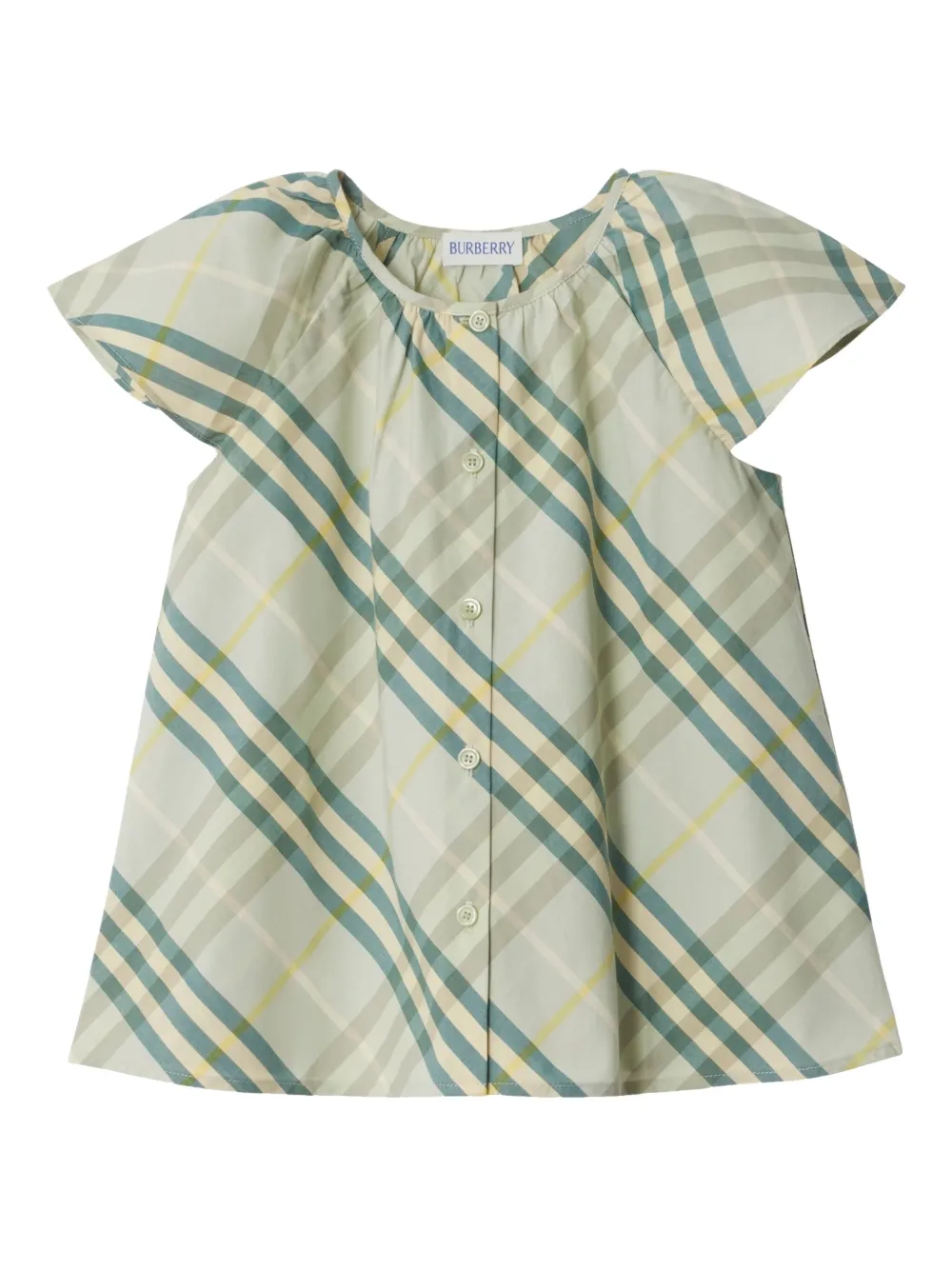 Burberry Kids Geruit katoenen shirt Groen