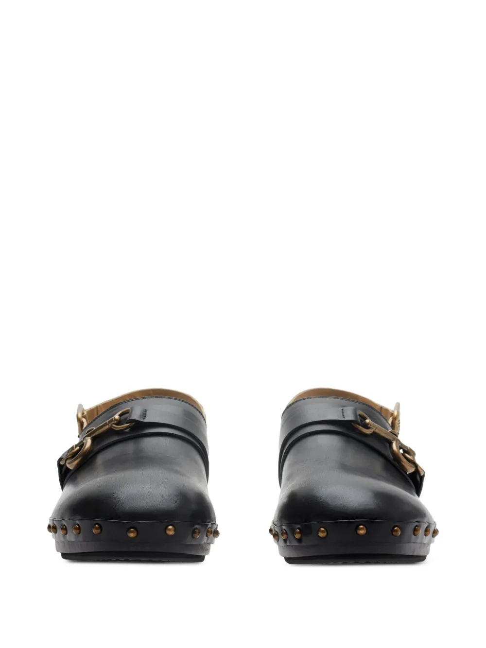 Burberry leather strap Clogs - Zwart