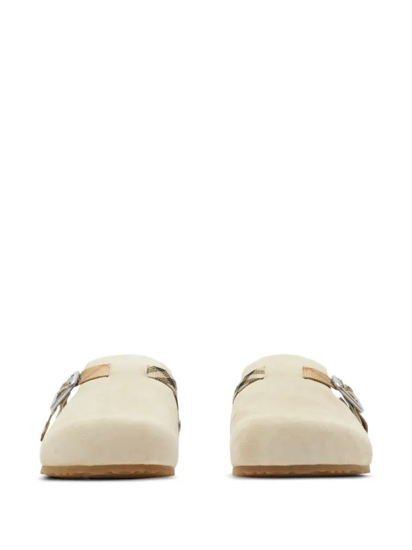 【関税込み】Burberry ベージュ Urchin スエード クロッグ Burberry Urchin Clogs | White | FARFETCH