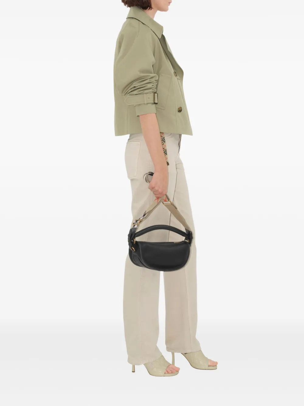 Shop Burberry Double-breasted Trench Jacket In Neutrals