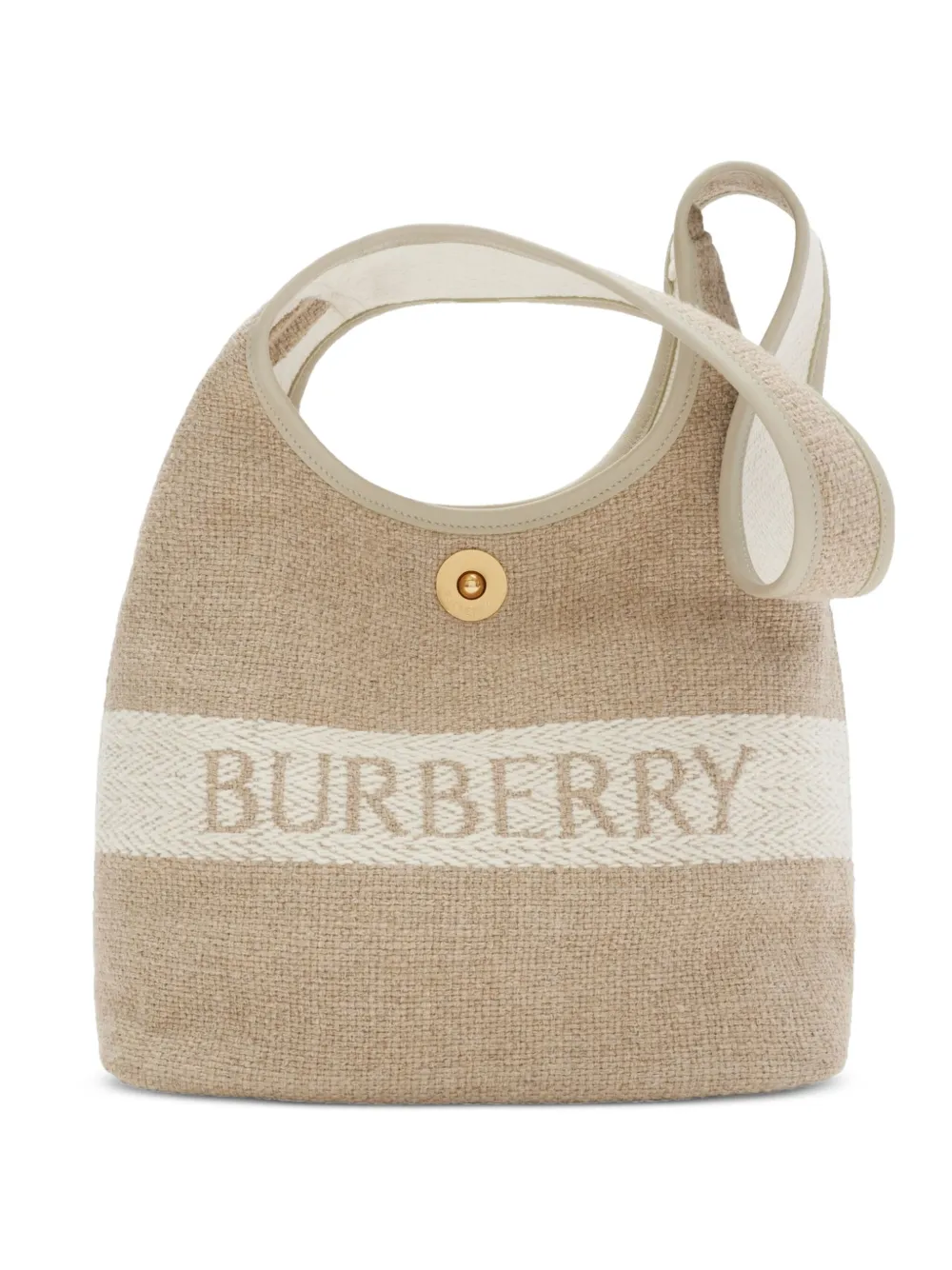 Burberry Kleine canvas schoudertas verfraaid met logo Beige