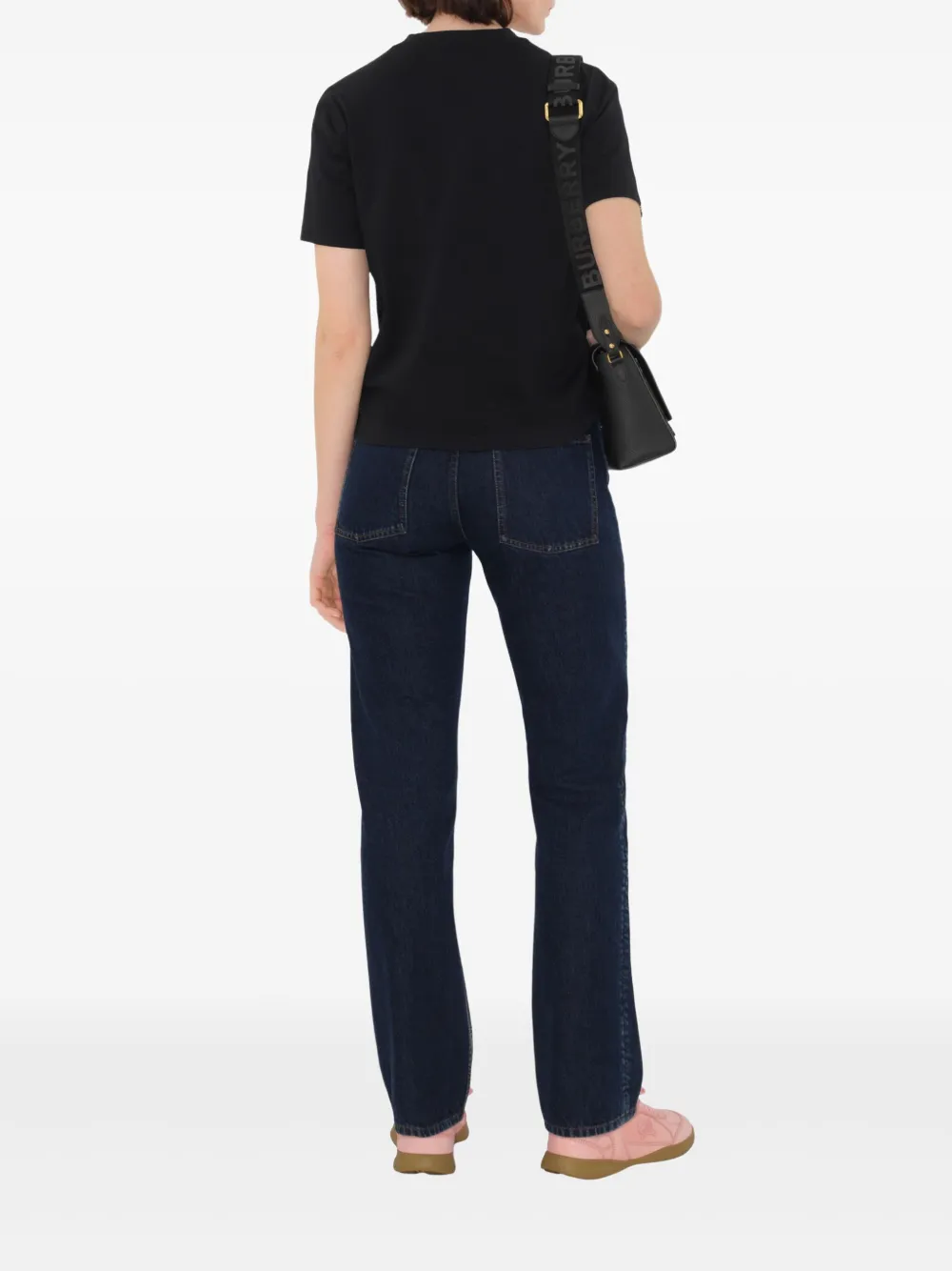 Burberry Katoenen T-shirt met geruite afwerking Zwart