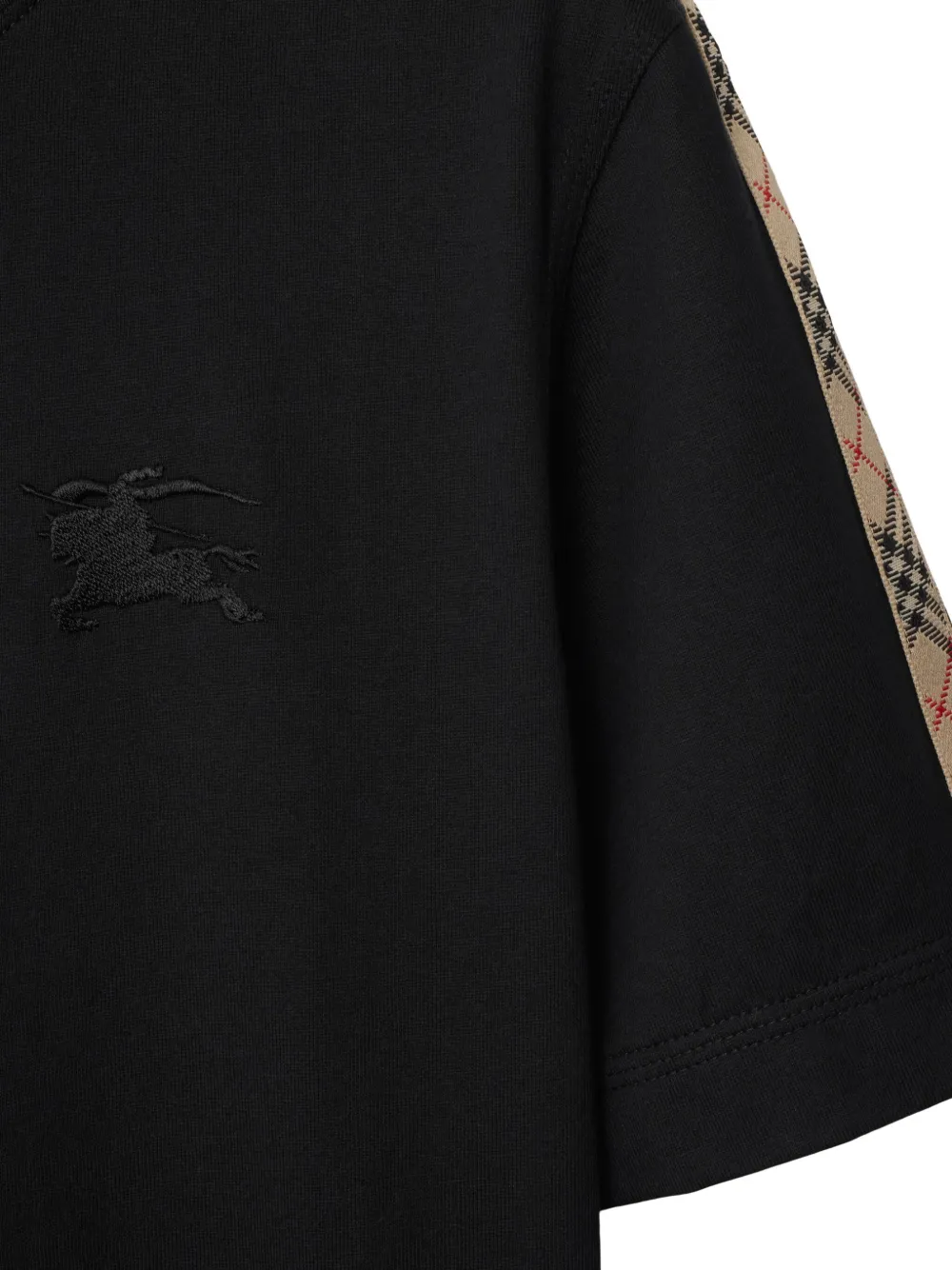Burberry Katoenen T-shirt met geruite afwerking Zwart
