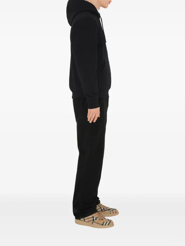 【関税込み】Burberry ブラック Check Tape フーディ Burberry check-label Cotton Hoodie | Black | FARFETCH