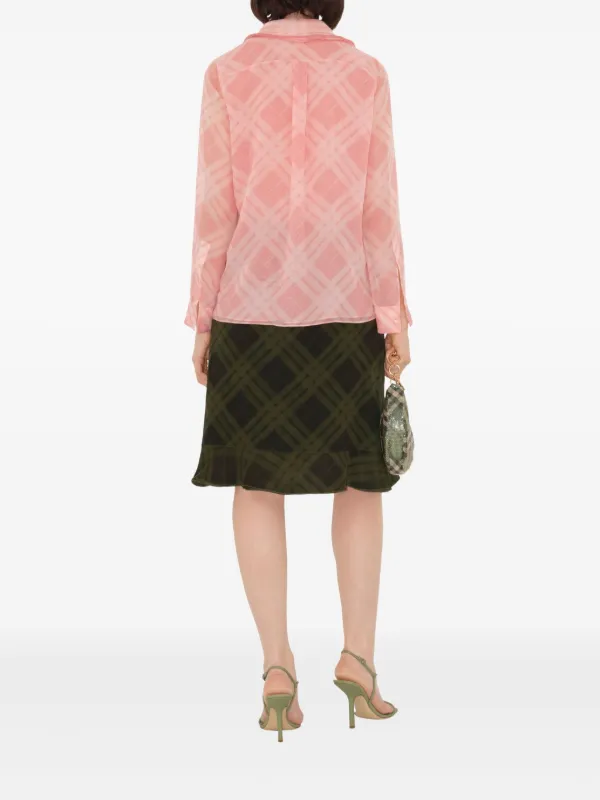 【関税&送料込】Burberry Satin Skirt With Check Panel Burberry Satin and Check Scarf Skirt | REVERSIBLE