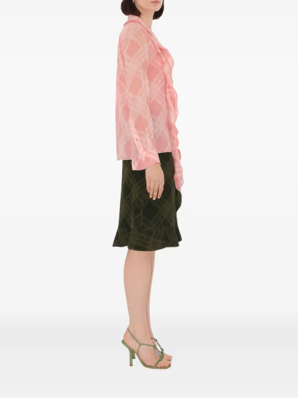 Burberry Check Silk Wrap Skirt | Green | FARFETCH