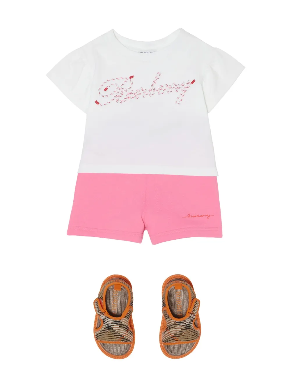 Burberry Kids Laces katoenen T-shirt met logo Wit