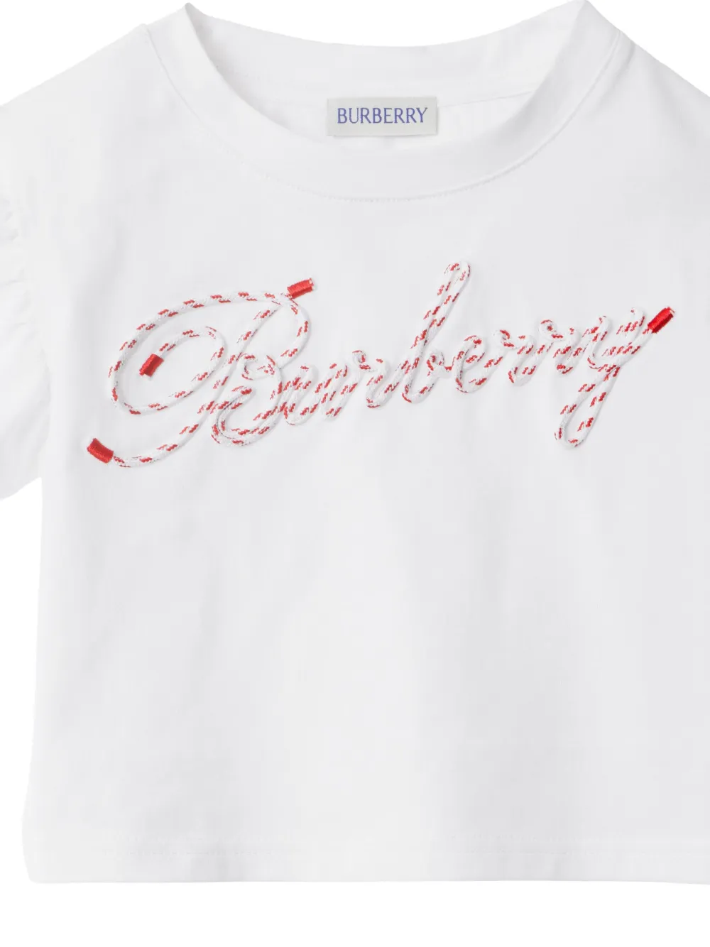 Burberry Kids Laces katoenen T-shirt met logo Wit