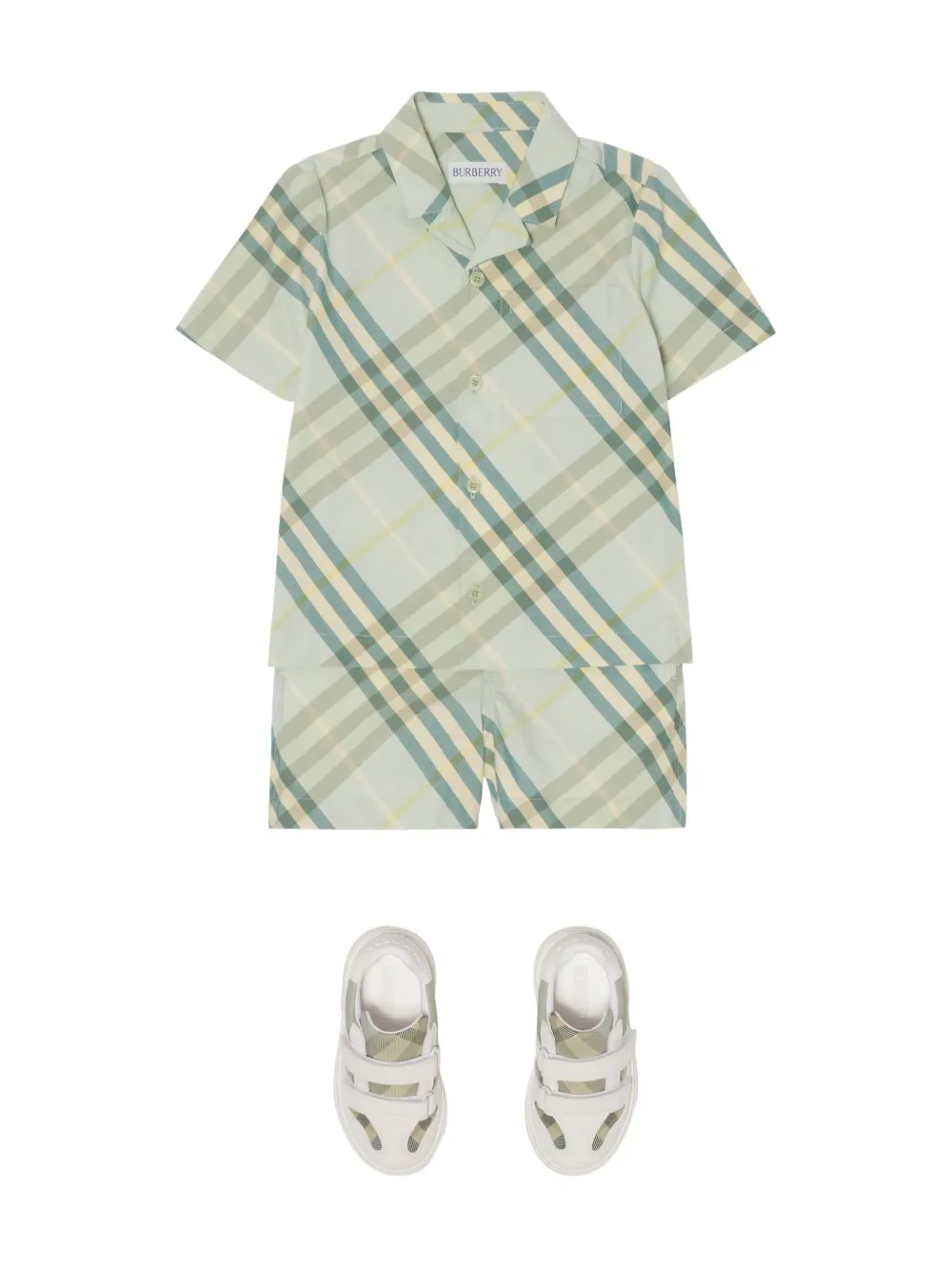 Burberry Kids Geruite zwembroek Groen