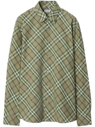 Burberry Checked Cotton Shirt | Green | FARFETCH