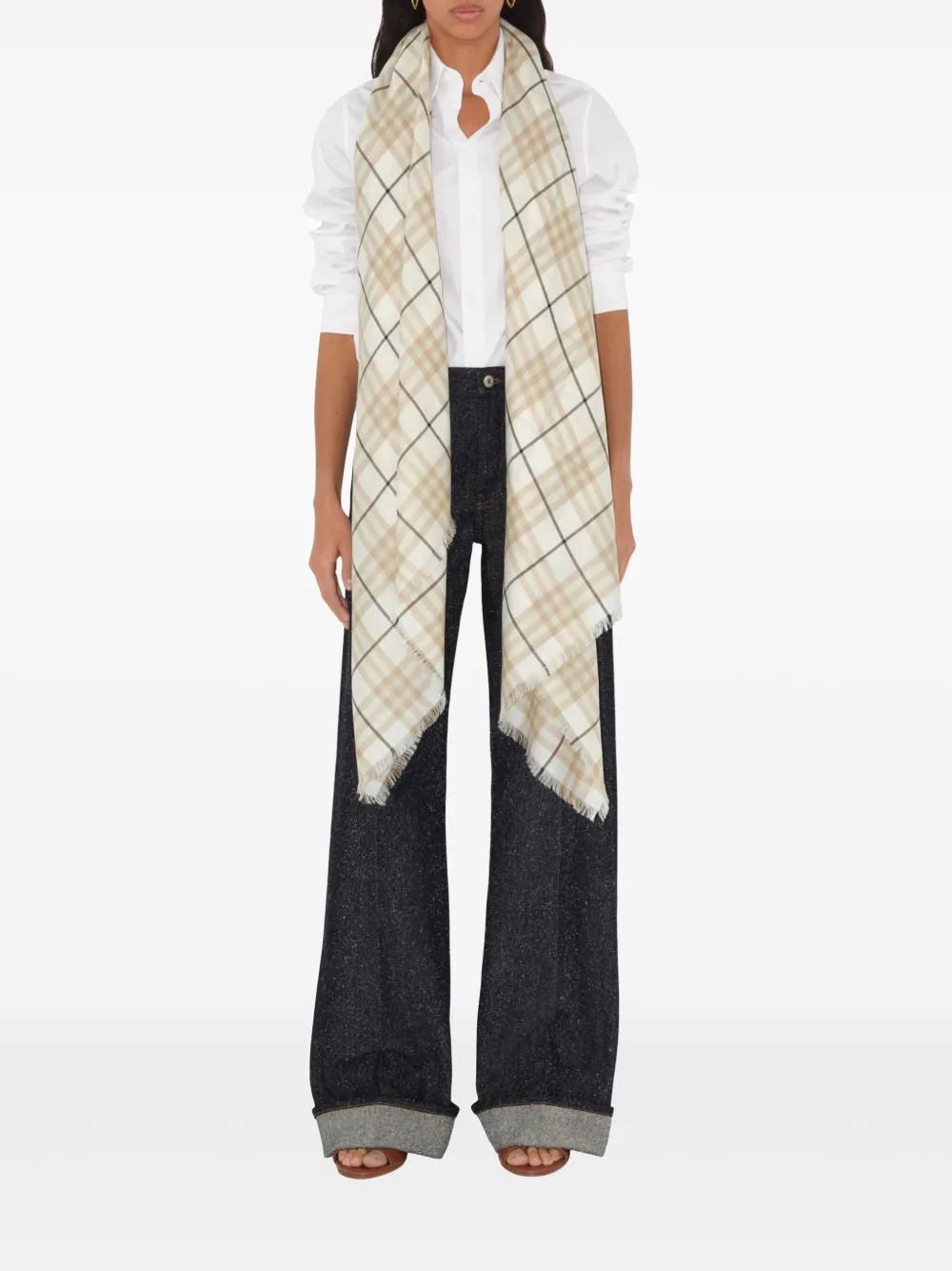 Burberry Geruite sjaal Beige