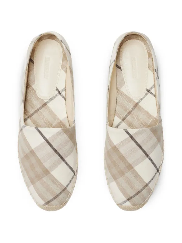 【関税込み】Burberry ベージュ Mews チェック エスパドリーユ Check Mews Espadrilles​ in Sand - Women, Linen | Burberry