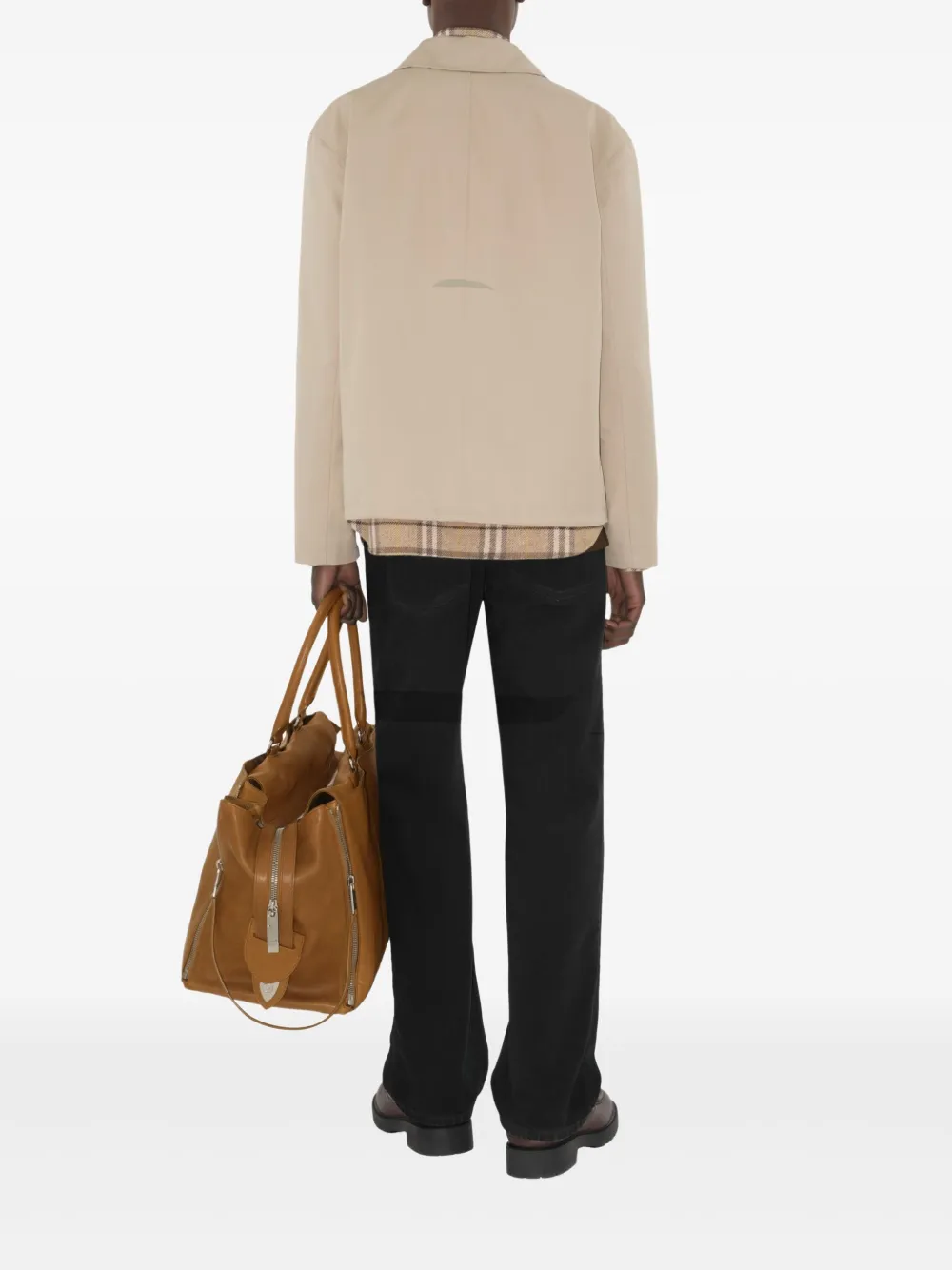 Burberry Gabardine Jacket With Collared Neck And Side Pockets In Neutrals