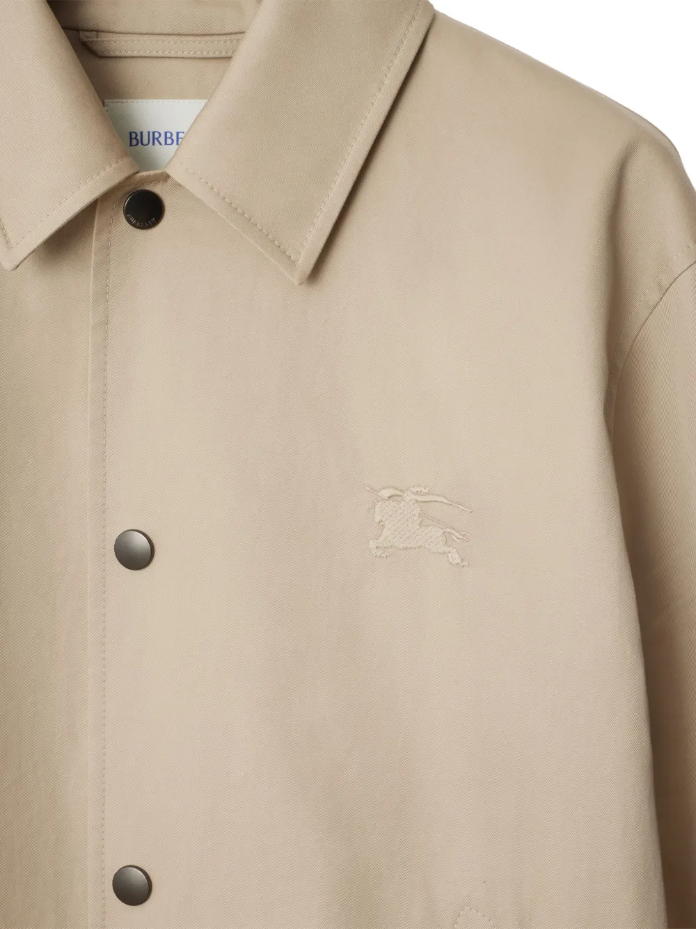 Burberry Gabardine Jacket With Collared Neck And Side Pockets In Neutrals