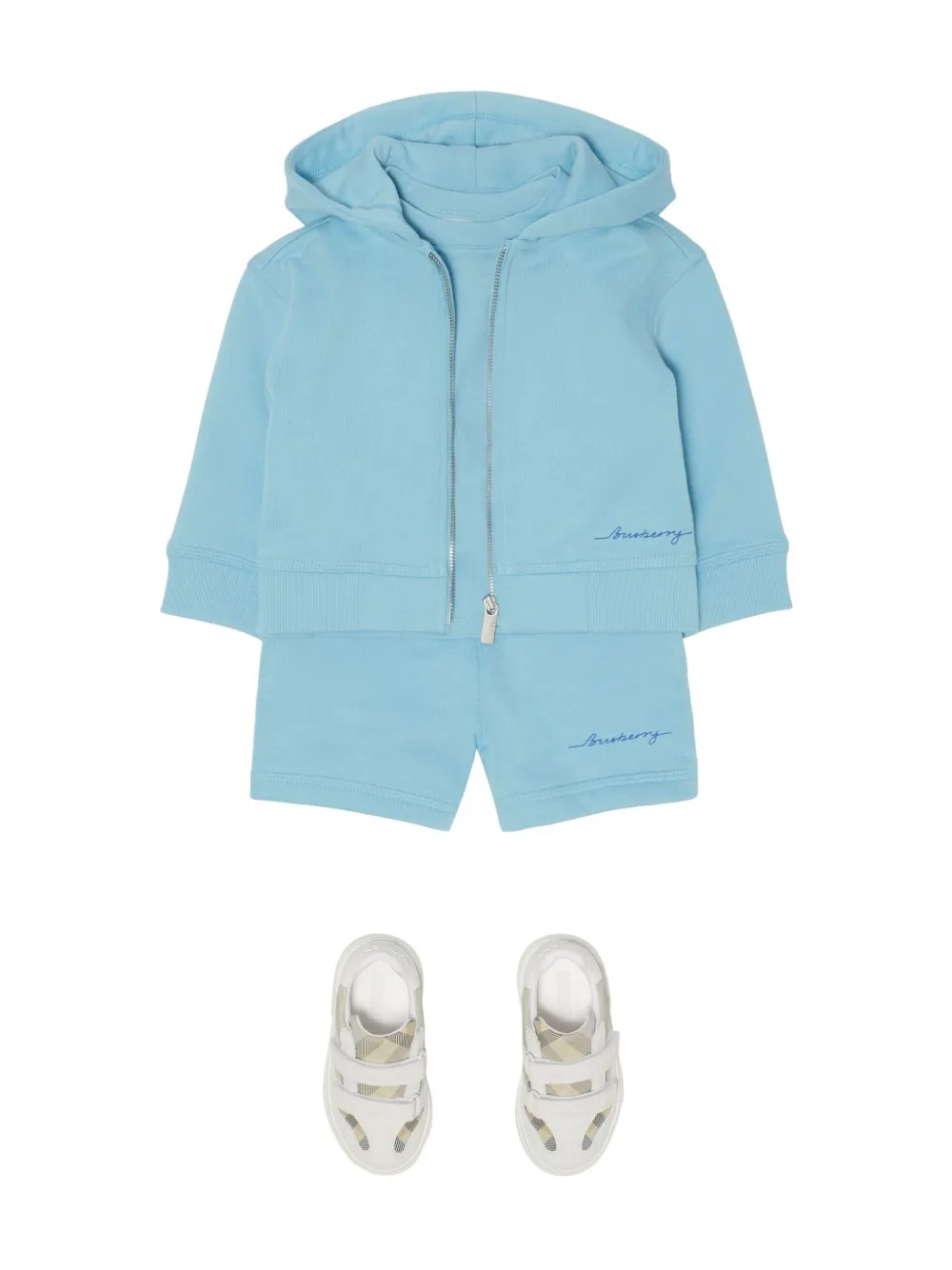 Burberry Kids zip-up cotton hoodie - Blauw