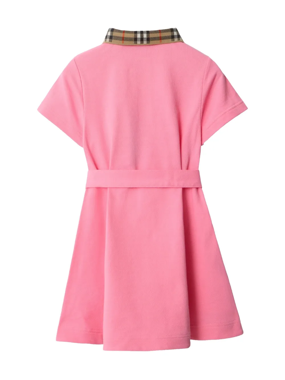 Burberry Kids Check-collar cotton dress - Roze