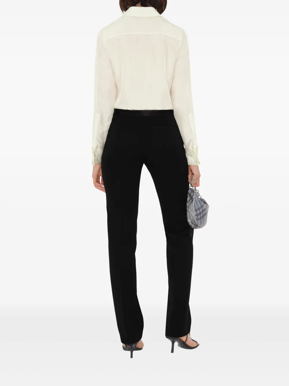 Shop Burberry Wool Straight-leg Trousers In Black