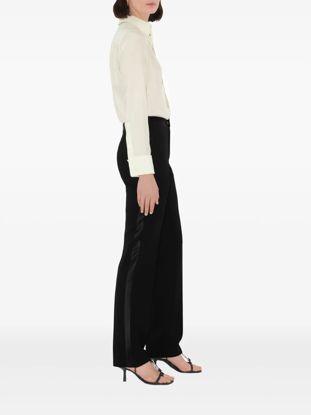 Shop Burberry Wool Straight-leg Trousers In Black