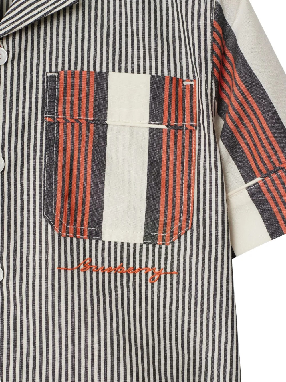 Burberry Kids Tweekleurig gestreept shirt Grijs