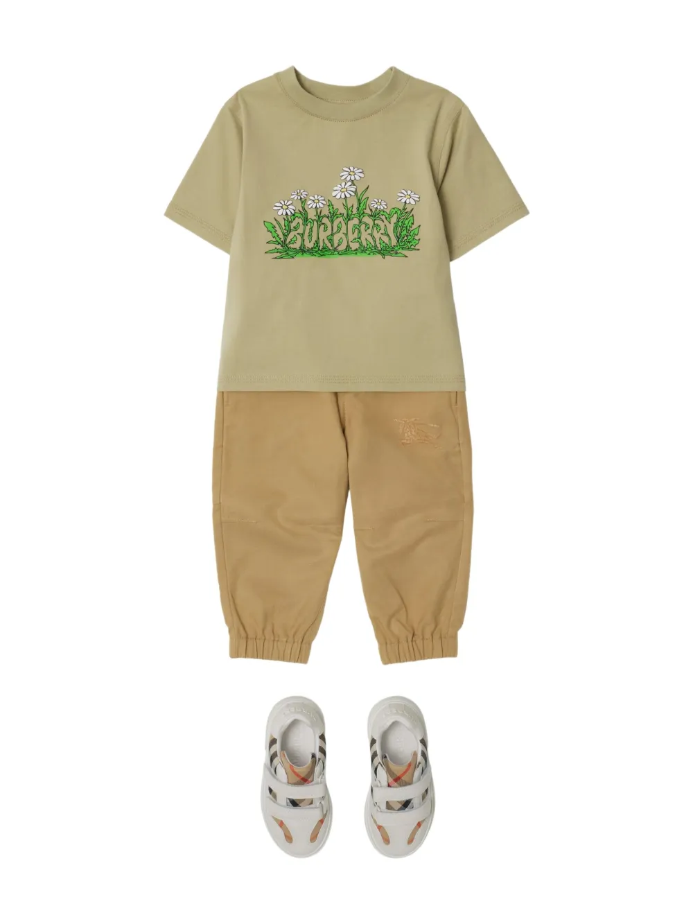 Burberry Kids T-shirt met logoprint Beige