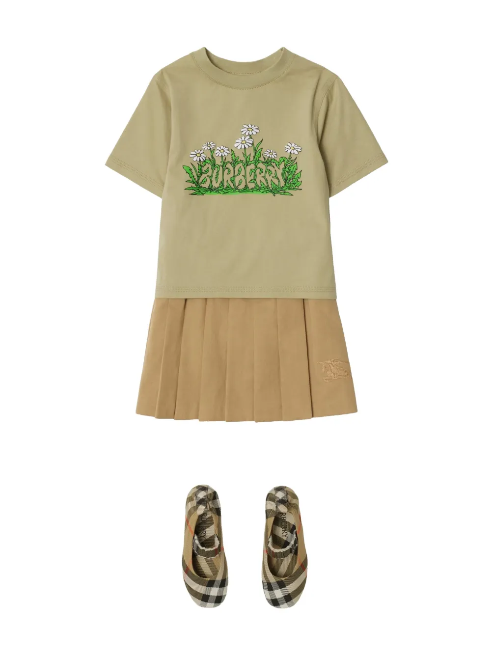 Burberry Kids T-shirt met logoprint Beige