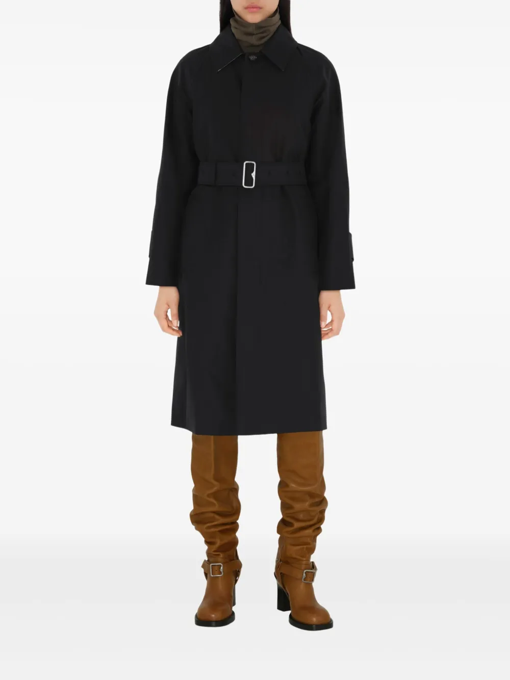 Burberry Lange gabardine jas Zwart