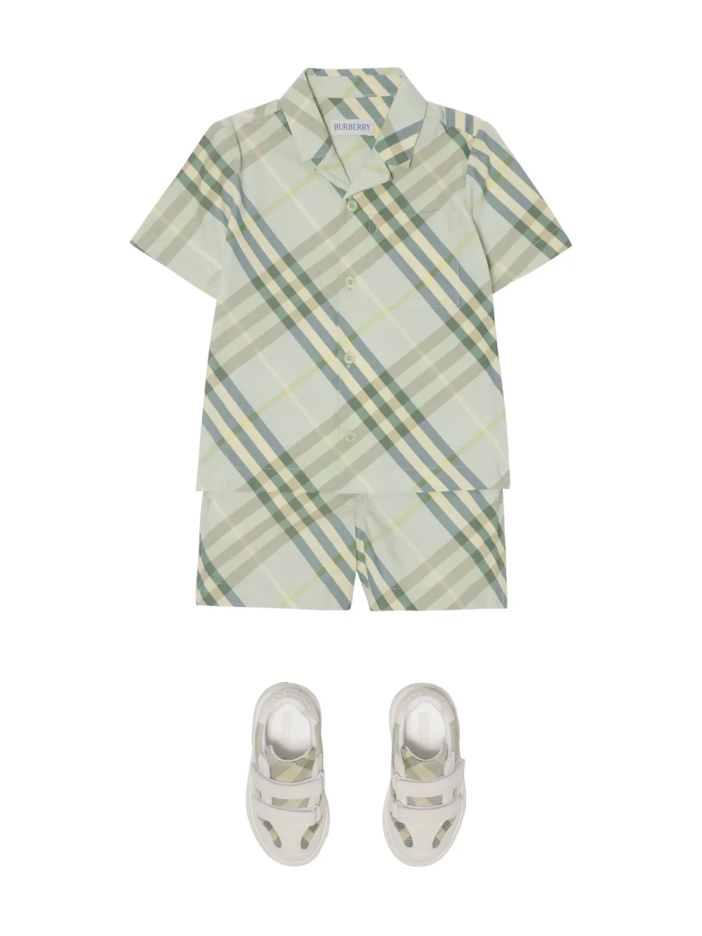 Burberry Kids Geruit shirt Groen