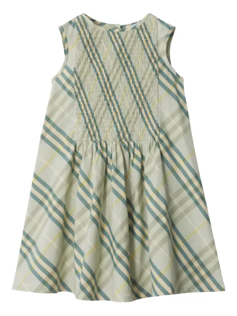 Burberry Kids فستان بوبلين بنقش كاروهات