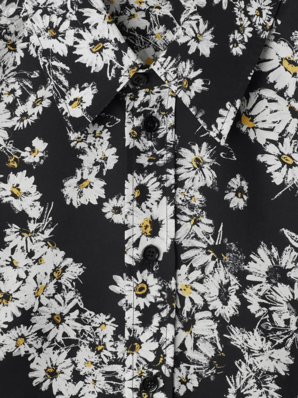 Burberry Daisy-print Silk Shirt In Black