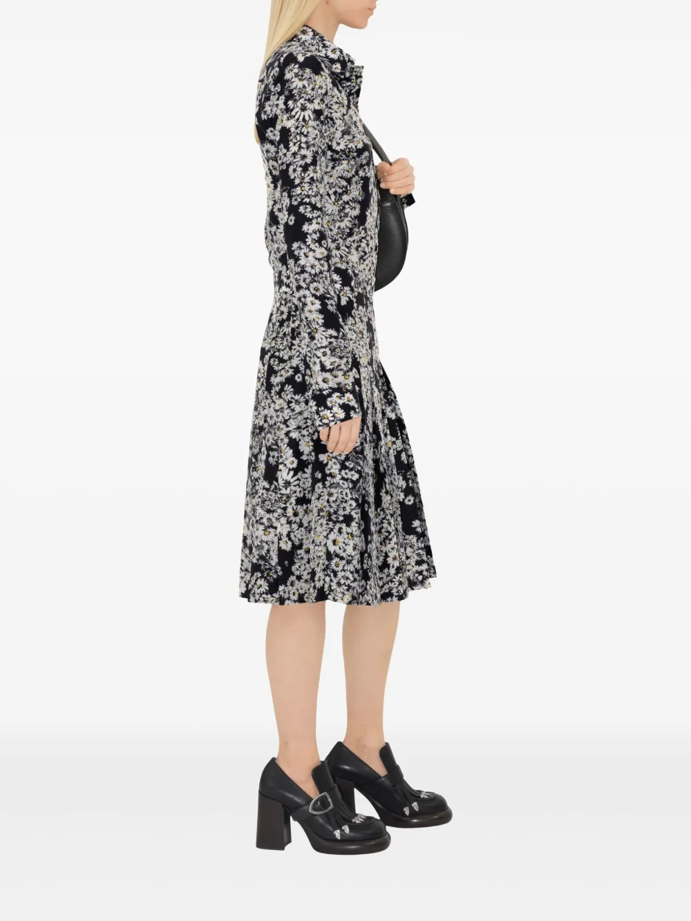 Burberry Daisy-print Silk Shirt In Black