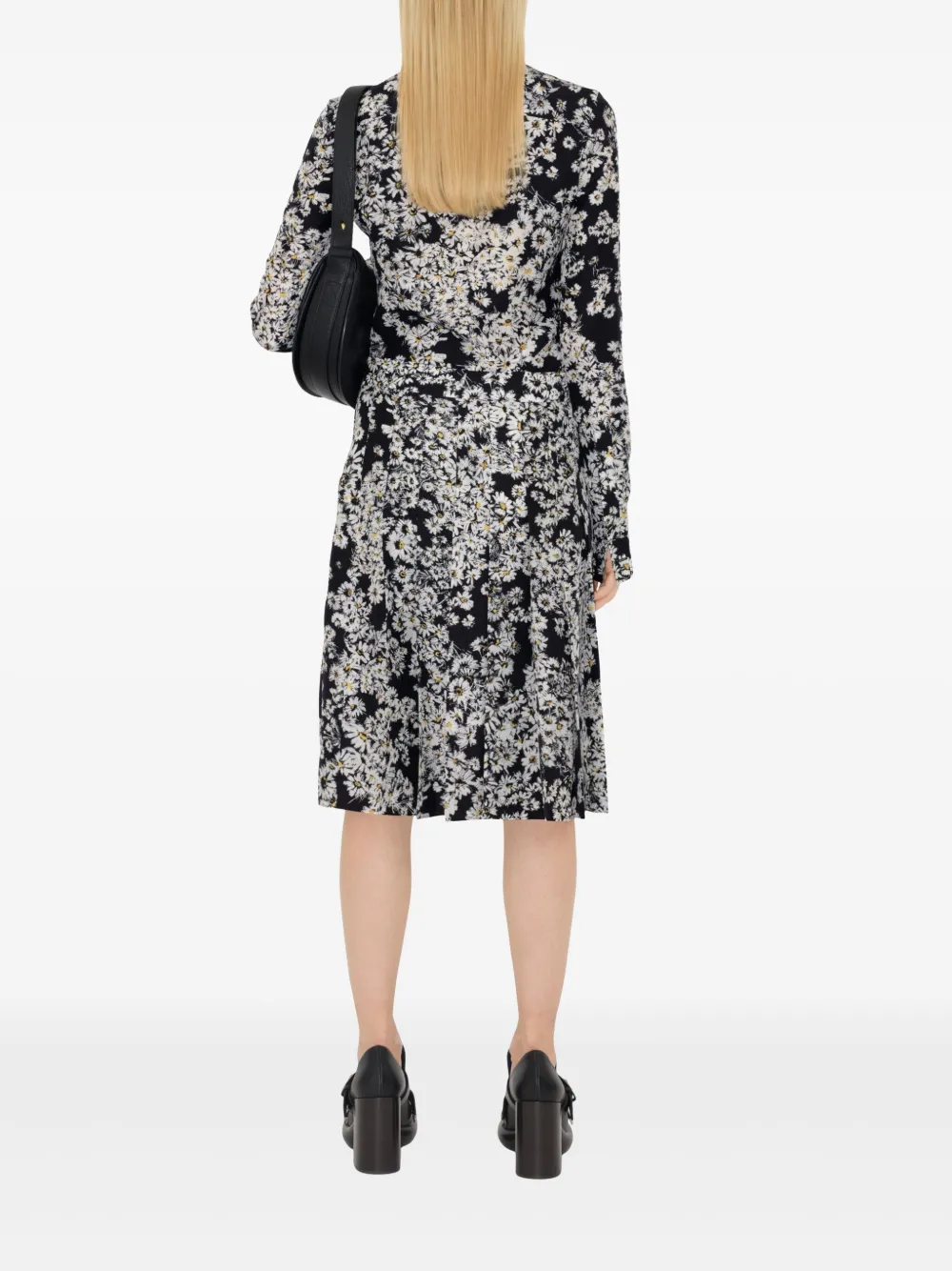 Burberry Daisy-print Silk Shirt In Black