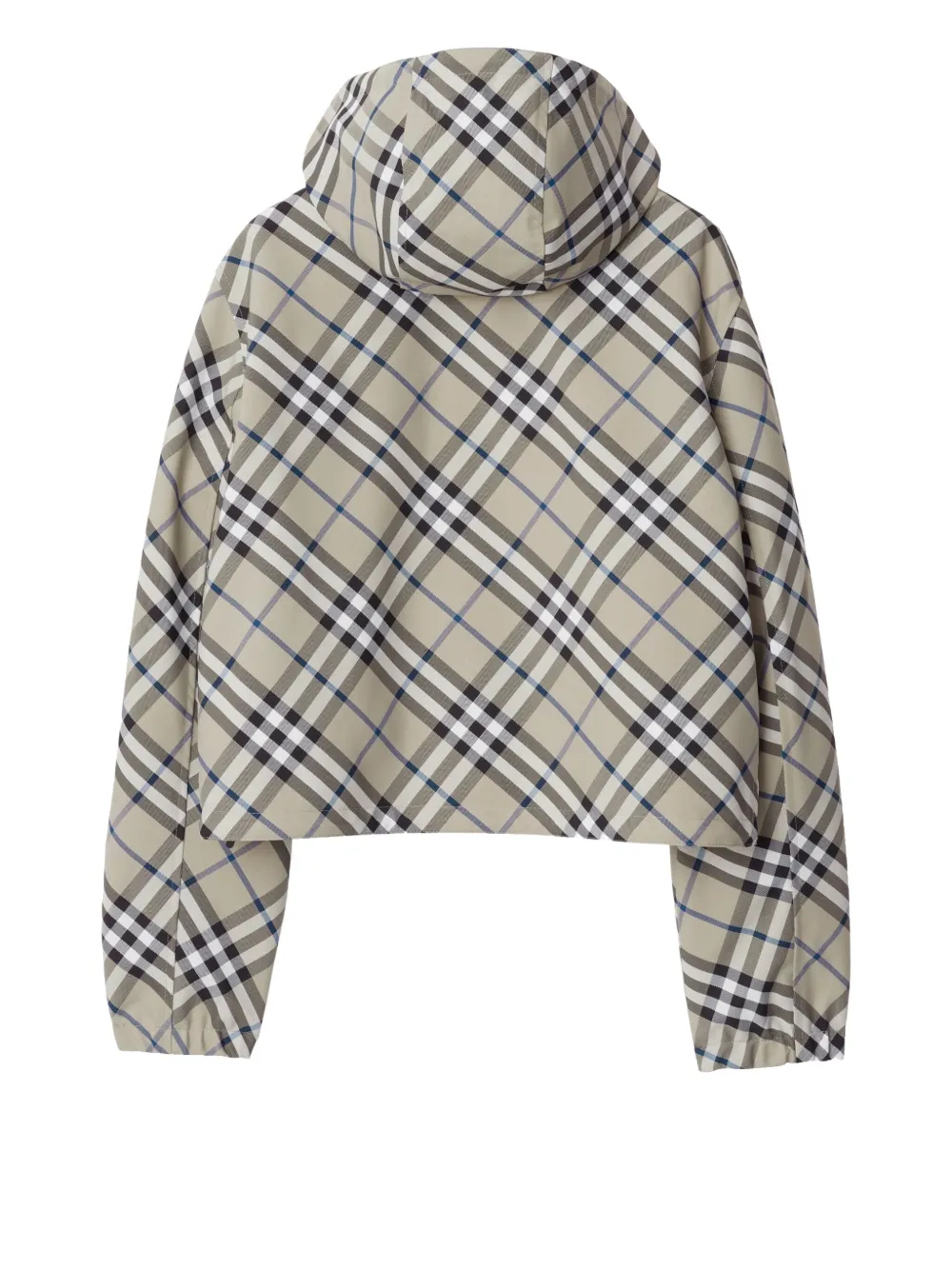 Shop Burberry Cropped Reversible Check Jacket In Grey