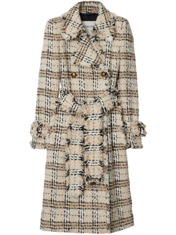 Burberry Karierter Bouclé-Mantel Nude FARFETCH DE