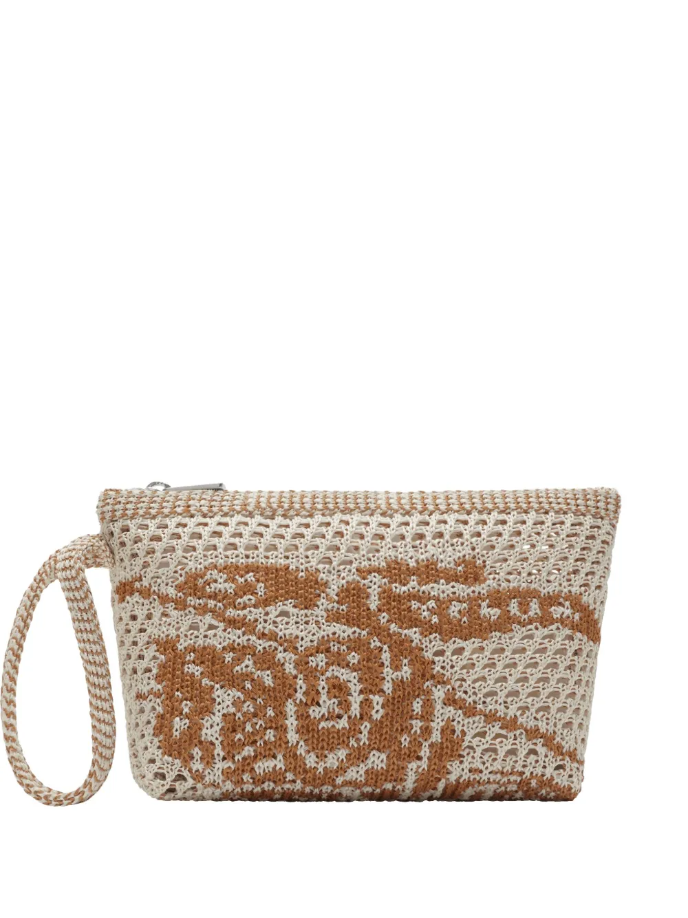Burberry Equestrian Knight gehaakte clutch Wit
