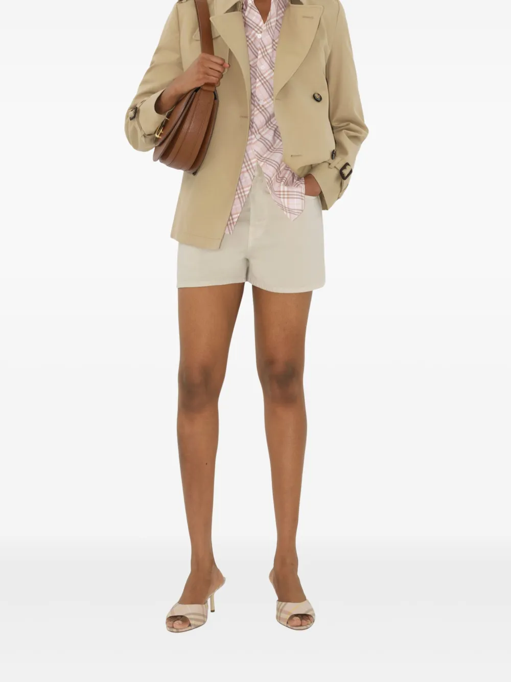 Burberry Equestrian Knight denim shorts Beige