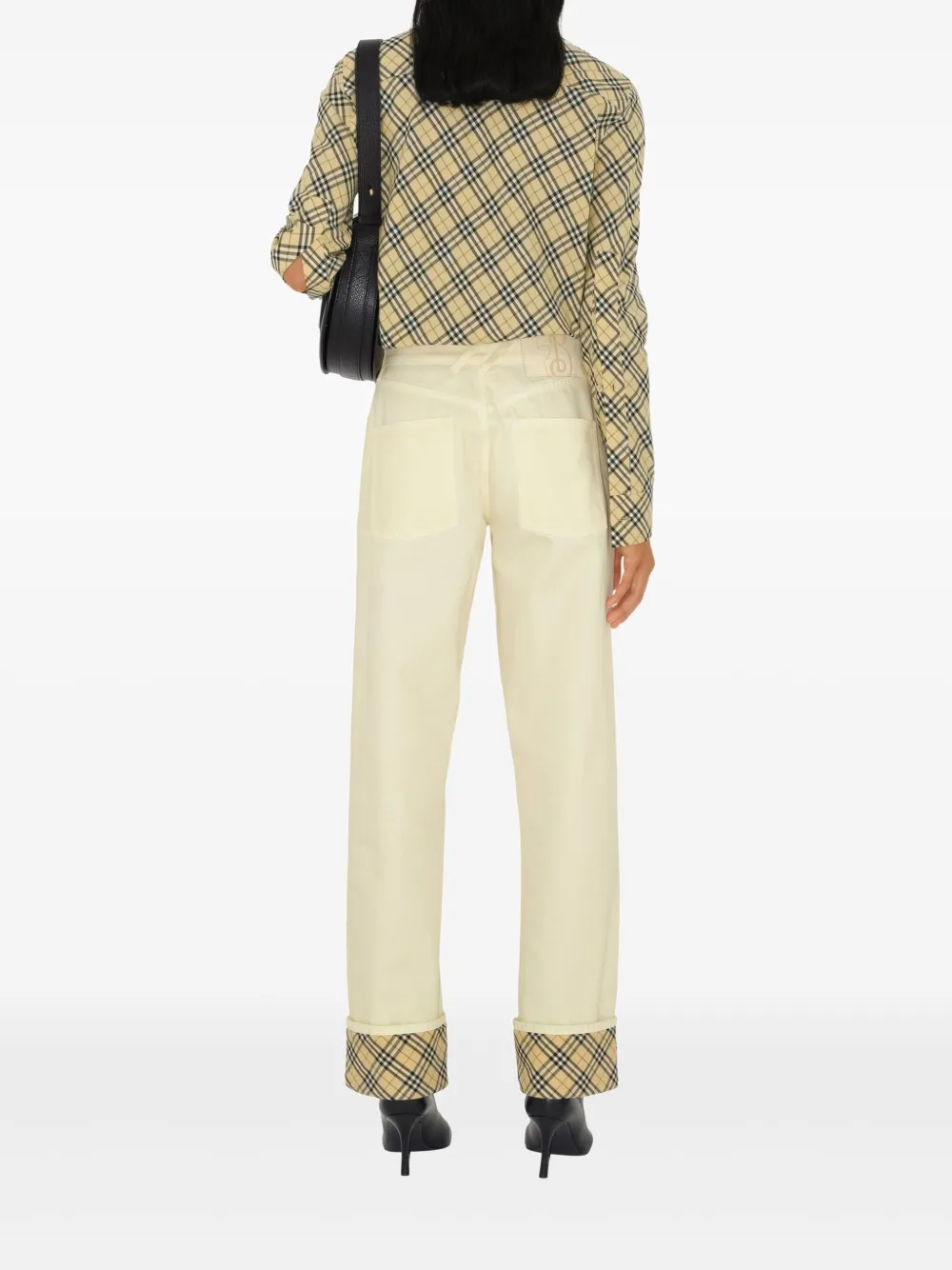 Shop Burberry Check Detailing Jeans In Neutrals