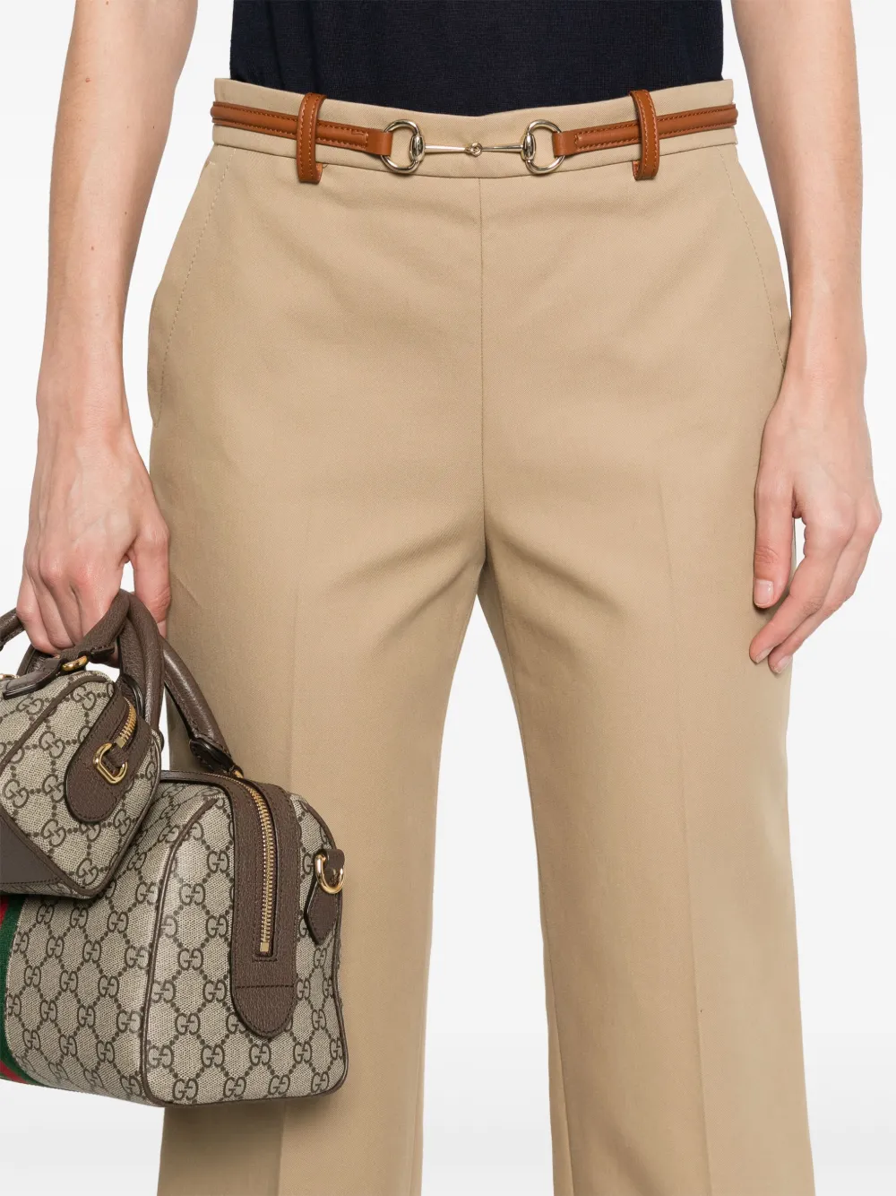 Gucci Katoenen broek met Horsebit-detail Beige