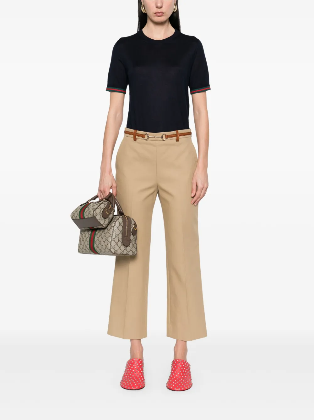 Gucci Katoenen broek met Horsebit-detail Beige